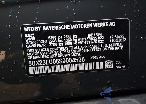 2025 BMW X5 xDrive40I z USA, uszkodzony, nr VIN 5UX23EU05S9004596